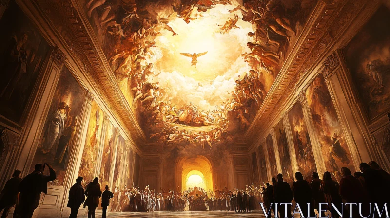 AI ART Ornate Hall Interior with Golden Light