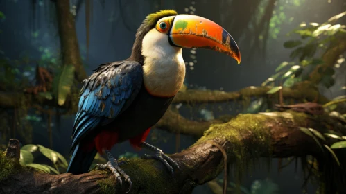 Colorful Toucan on Branch: A Revived Historical Art Form