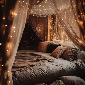 Cozy Bedroom Interior with Warm Lighting