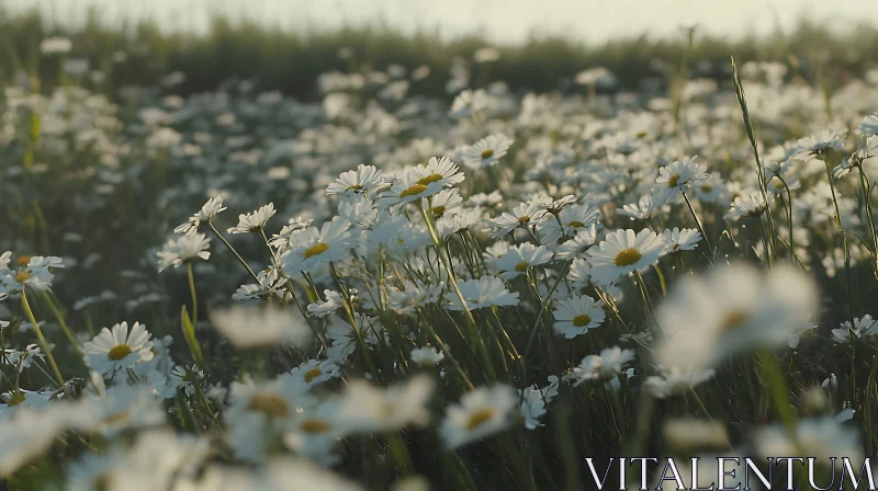 White Daisies in Summer Meadow AI Image