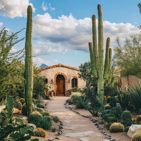 Cactus Framed House in Desert