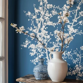 White Blossoms in Vase Still Life