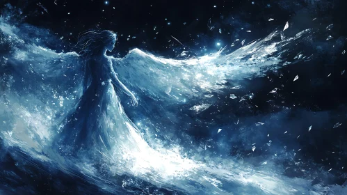 Water Angel in Starry Sky