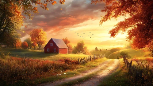 Picturesque Autumn Scenery at Sunset