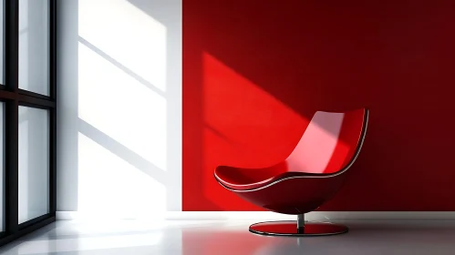 Stylish Red Chair in Minimalist Room