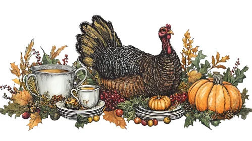 Autumn Harvest Feast Illustration