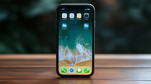 Modern Smartphone Displaying Beach Scene