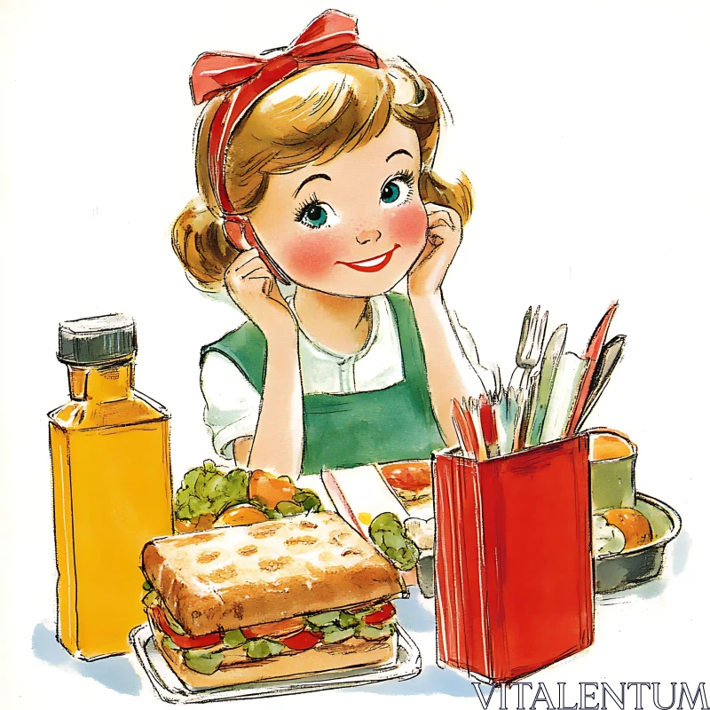 Charming Girl Ready for a Healthy Meal AI Image