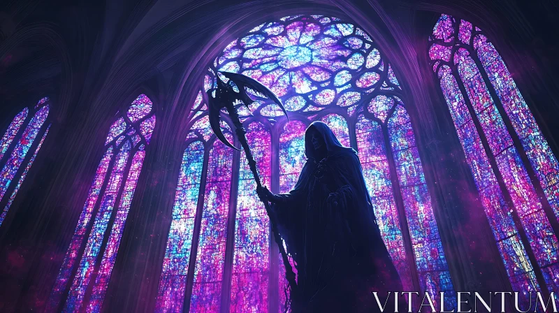 AI ART Dark Reaper in Gothic Cathedral Art