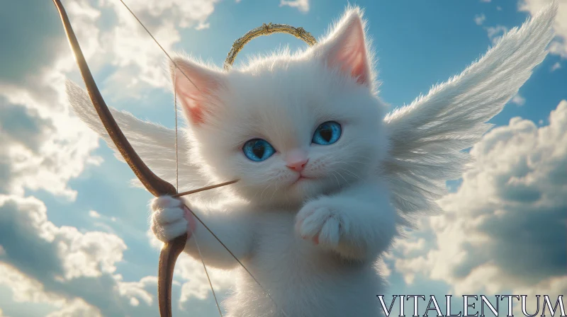 AI ART Angel Kitten Archer in the Sky