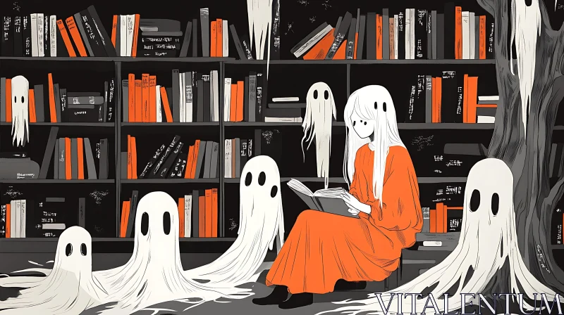 AI ART Ghostly Book Club: A Spooky Reading Session