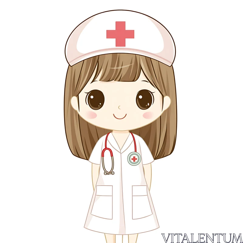 Cute Nurse Cartoon Character AI Image