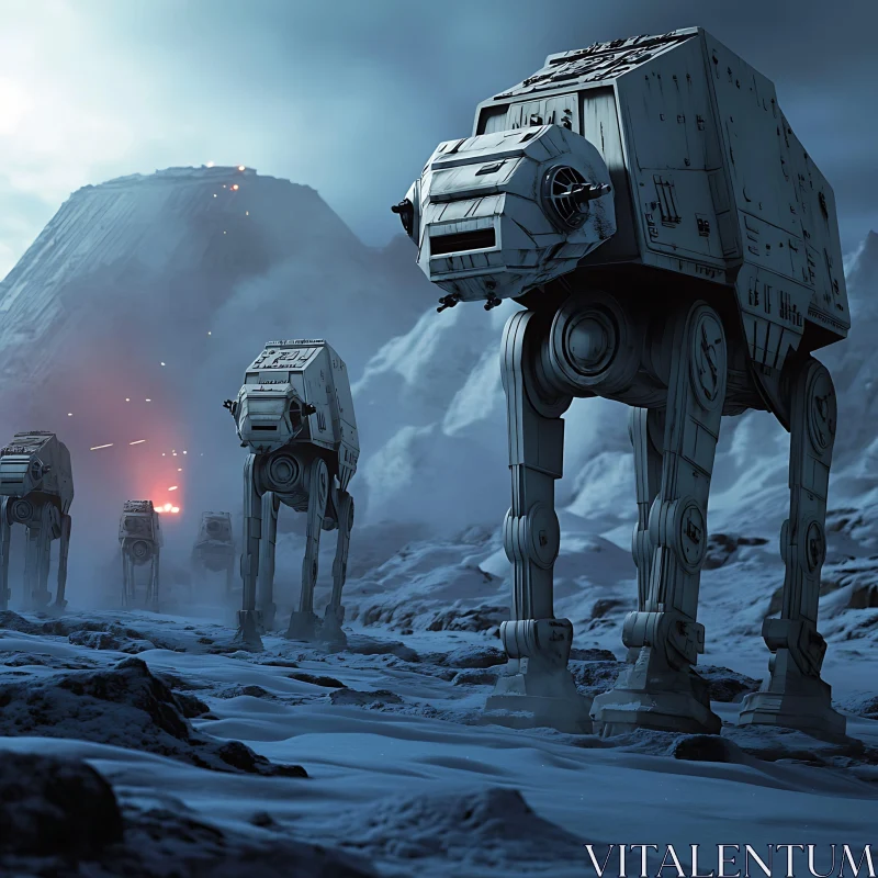 AT-AT Walkers in Snowy Landscape AI Image