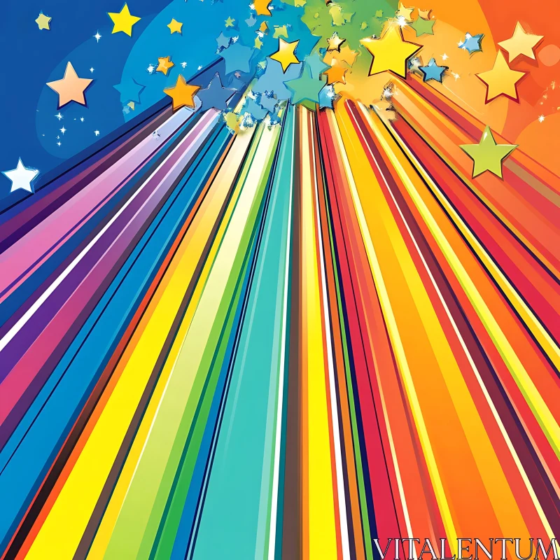 Colorful Starburst with Rainbow Rays AI Image