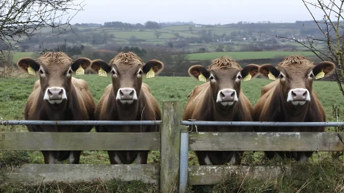 Four Cows Behind Fence