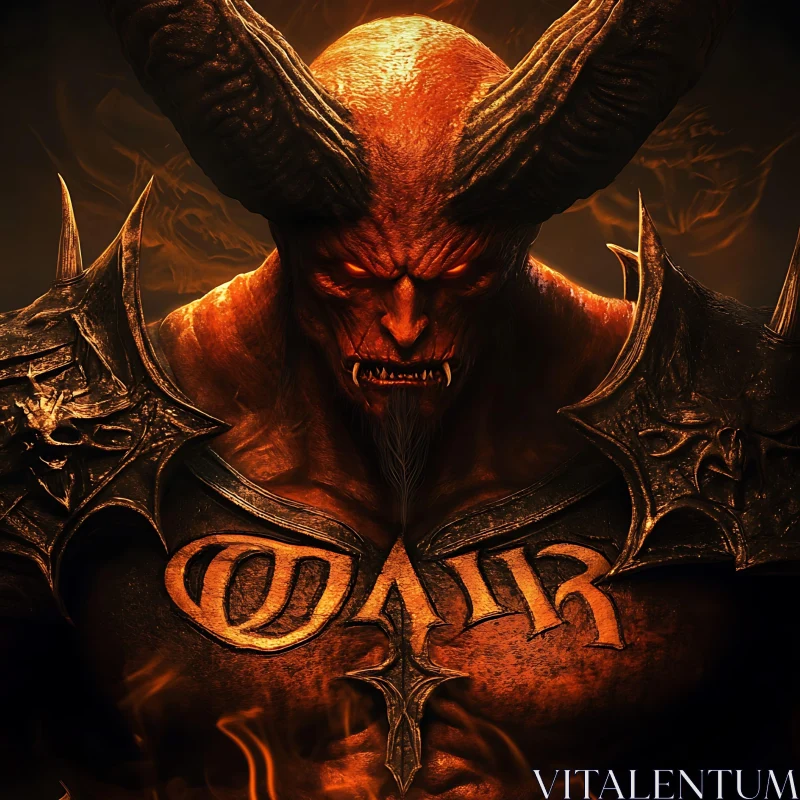 AI ART Fiery Demon in Dark Armor