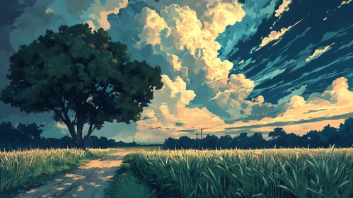 Wheat Field Under the Clouds