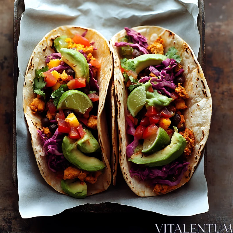 Healthy Vegan Tacos with Avocado and Vegetables AI Image