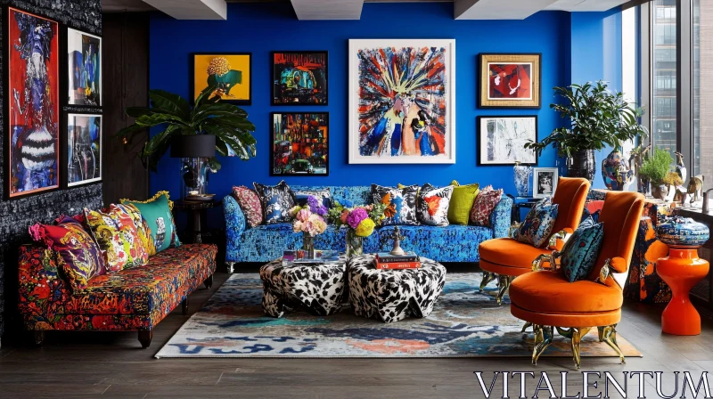 AI ART Vibrant Living Room with Eclectic Decor