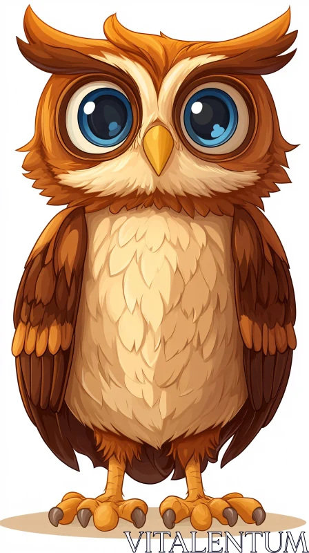 Cartoon Owl with Expressive Eyes AI Image