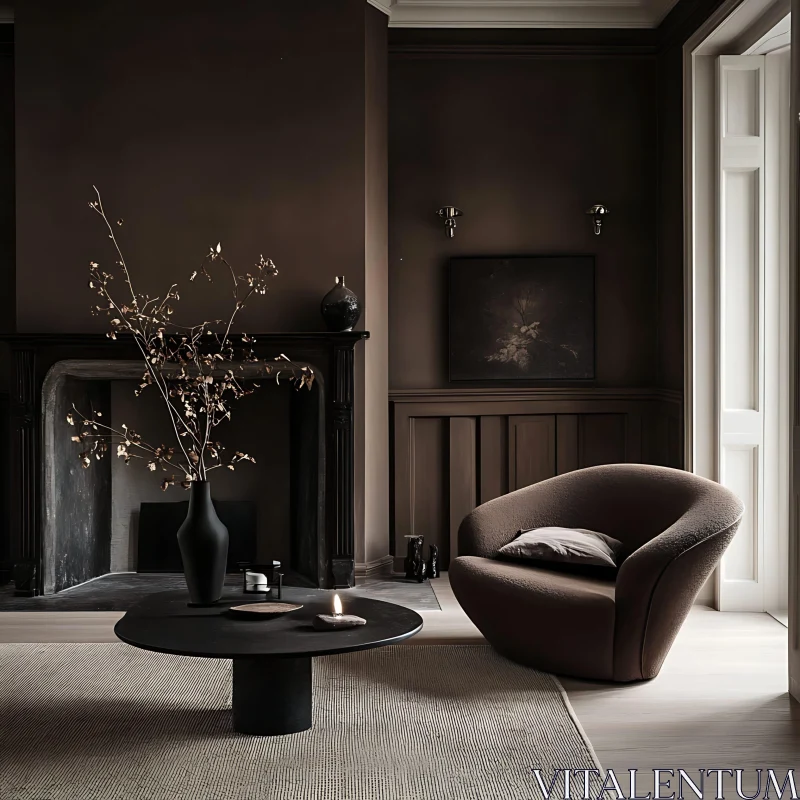 AI ART Sophisticated Interior Design with Round Chair