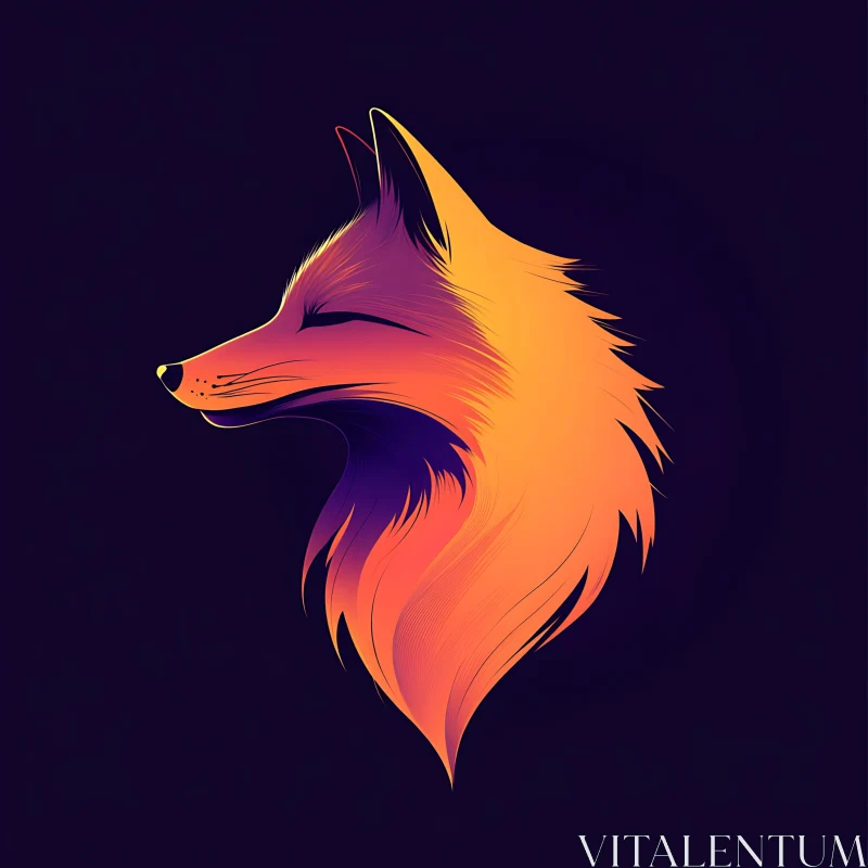 Abstract Fox Illustration with Smooth Gradients AI Image