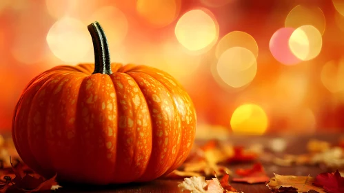 Autumnal Pumpkin with Bokeh Lights