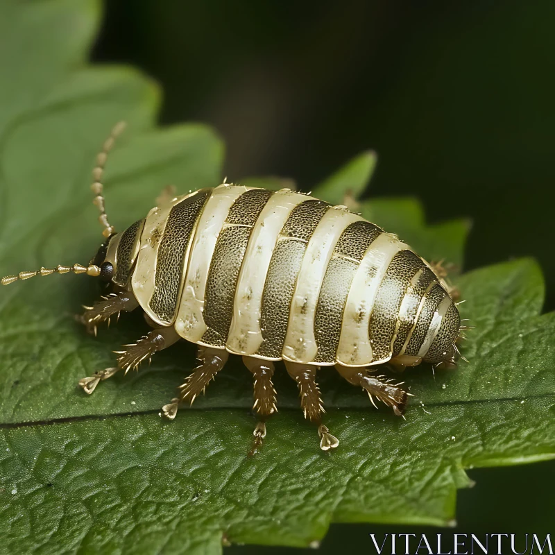 Detailed Macro Photo of Insect on Green Leaf AI Image