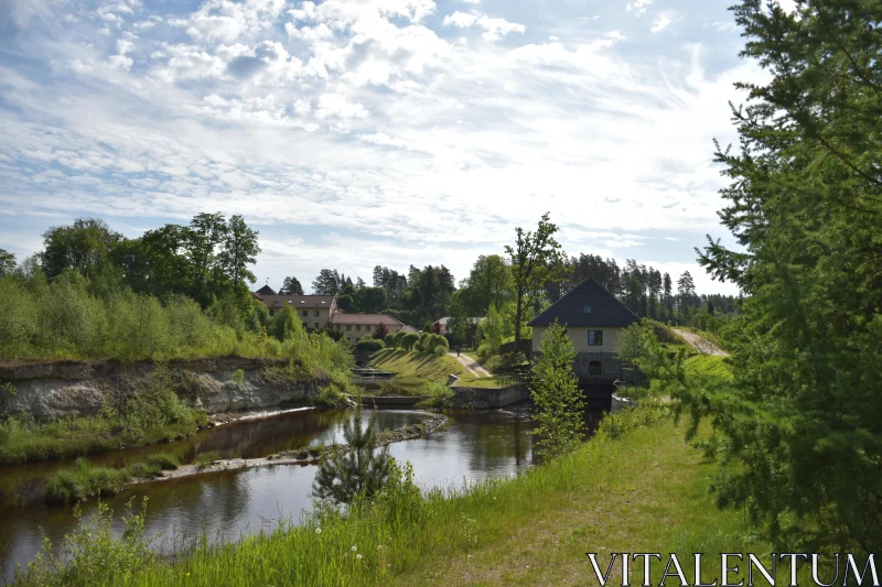 Riverside Tranquility in the Countryside Free Stock Photo