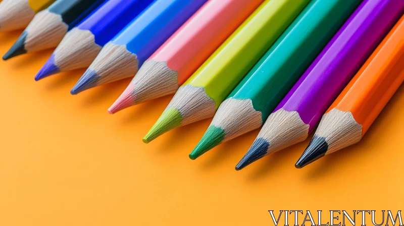 Row of Brightly Colored Pencils AI Image