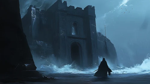 Monochrome Castle Seascape