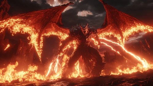 Fiery Demon in a Burning Landscape