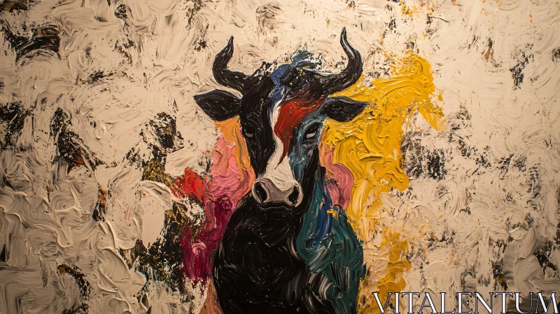 AI ART Colorful Bovine Art - Modern Farmhouse Decor