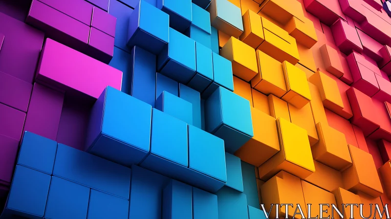 Abstract Cubes in Vivid Colors AI Image