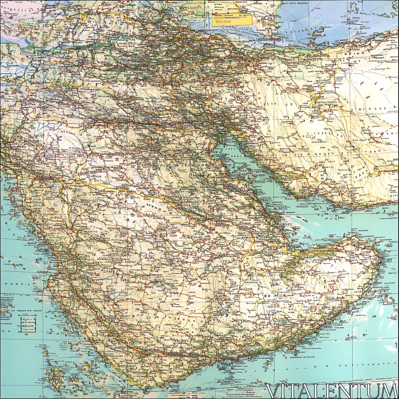 AI ART Vintage Middle East Cartography