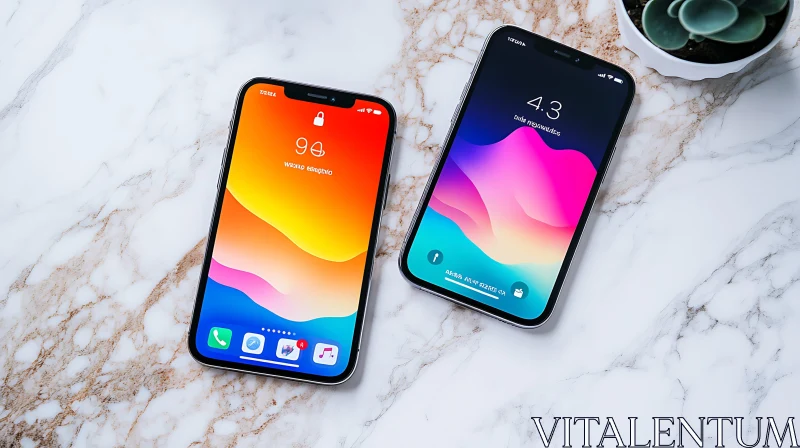 Mobile Phones with Colorful Screens AI Image