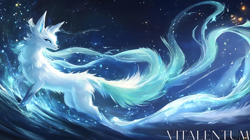 Celestial Fox Amidst the Stars AI Image