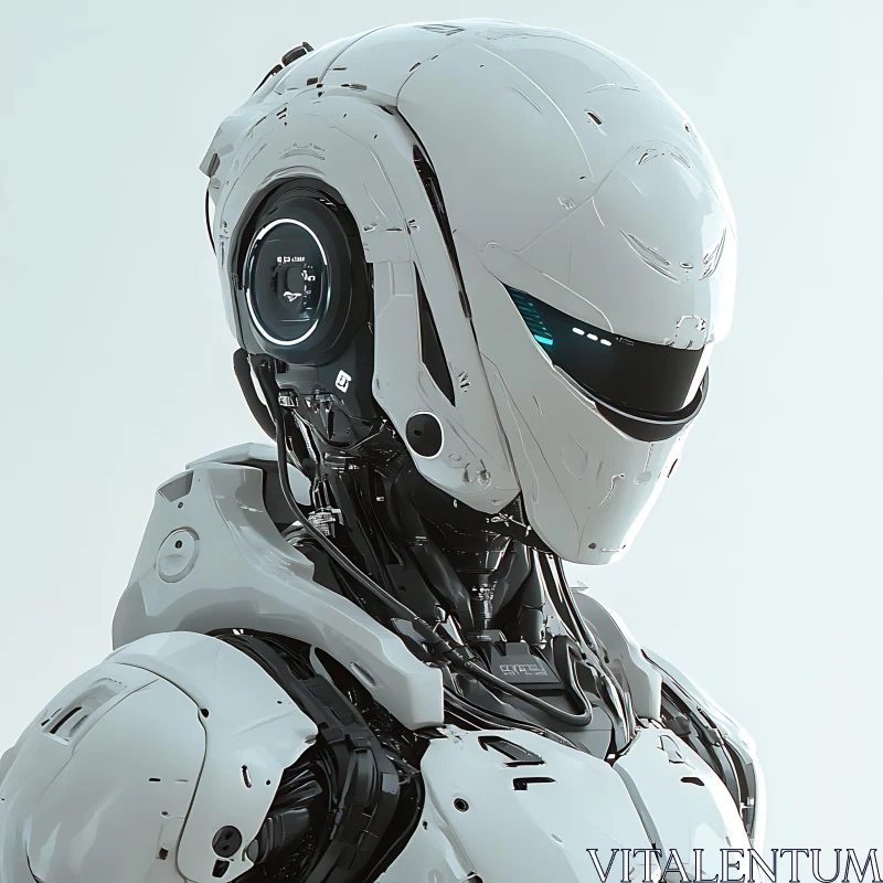 Advanced Mechanical Cyborg in White Armor AI Image