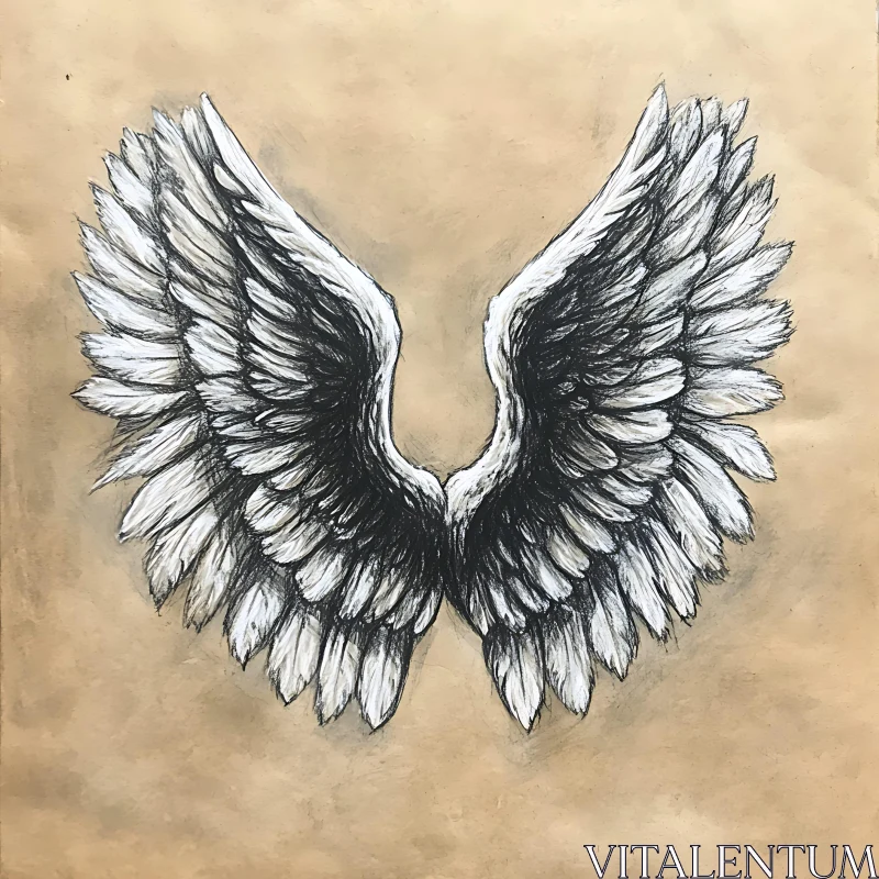 Monochrome Wings Art - Flight Ready AI Image