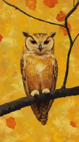 Owl with Autumn Leaves