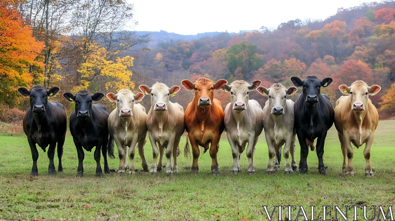 Cattle in Autumn Landscape AI Image