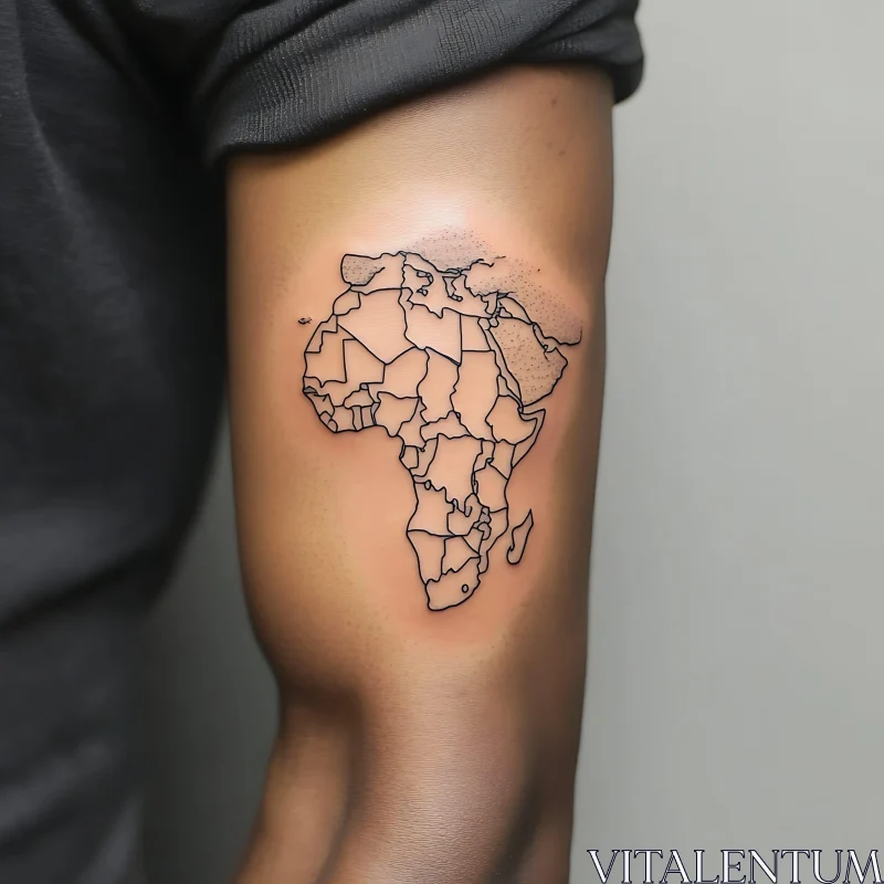 Geometric Map of Africa Tattoo AI Image