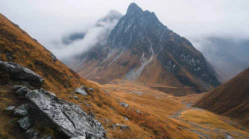 Misty Autumn Mountain Landscape