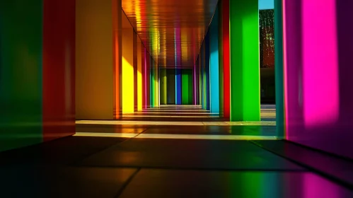 Abstract Color Spectrum in Architectural Space