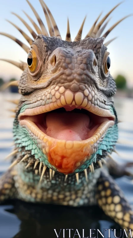 Captivating Iguana Portrait | Emotive Reptile Art AI Image