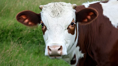 Close-up of a Brown and White Cow