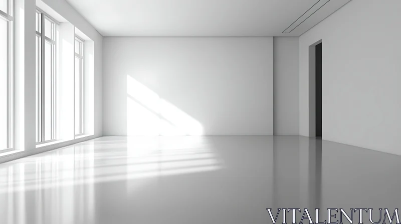 Bright Empty Room with Sunlight AI Image