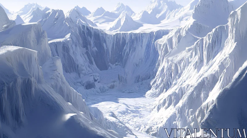 Icy Wilderness with Rugged Mountain Peaks AI Image