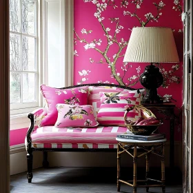 Charming Pink Interior with Floral Details