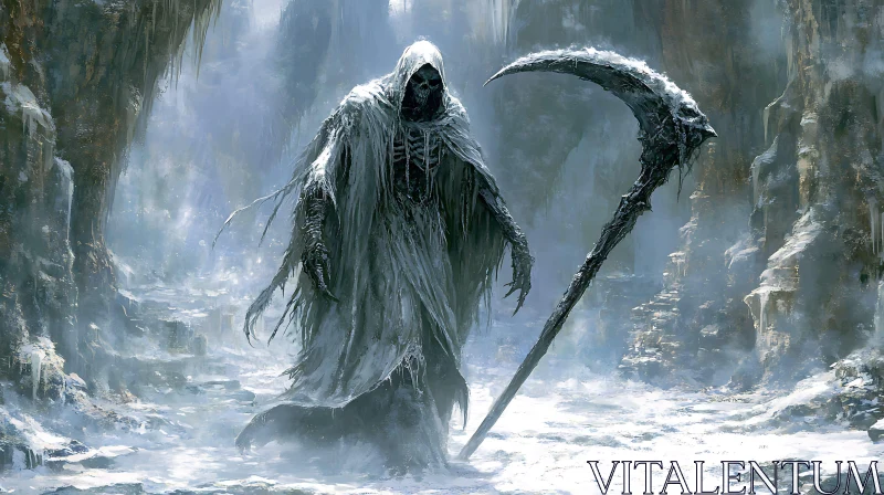 Death's Cold Embrace: A Grim Reaper's Tale AI Image